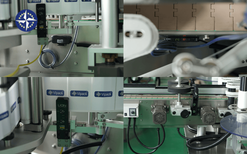 chi tiết các bộ phận của máy dán tem (nhãn) chai tròn lớn SL-4318