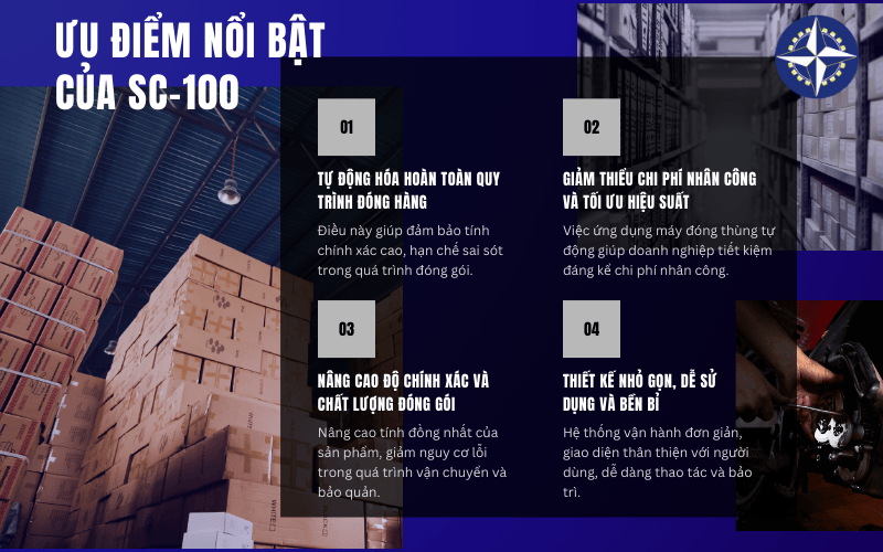 Ưu điểm nổi bật của dòng máy đóng thùng tự động SC-100